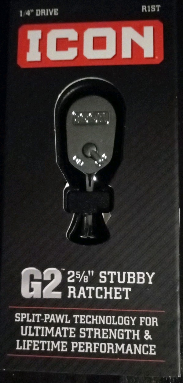 NEW ICON G2 1/4 in. Drive, 2-5/8 in. Stubby Ratchet 70449