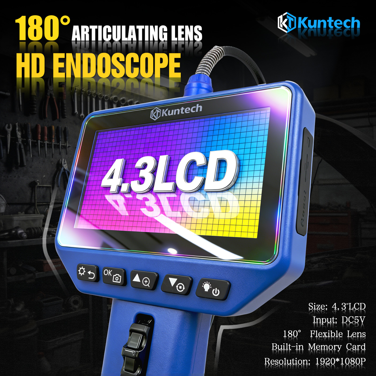 Two-Way 210° Articulating Inspection Borescope 6.2mm Endoscope Camera With Light