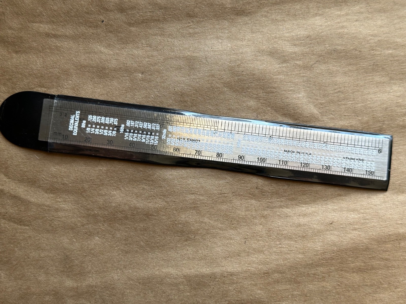 Snap-on Tools NEW 6″ Straight Edge 1/10″ 1/50″ 1/32″ Grad. Steel Ruler RULER601