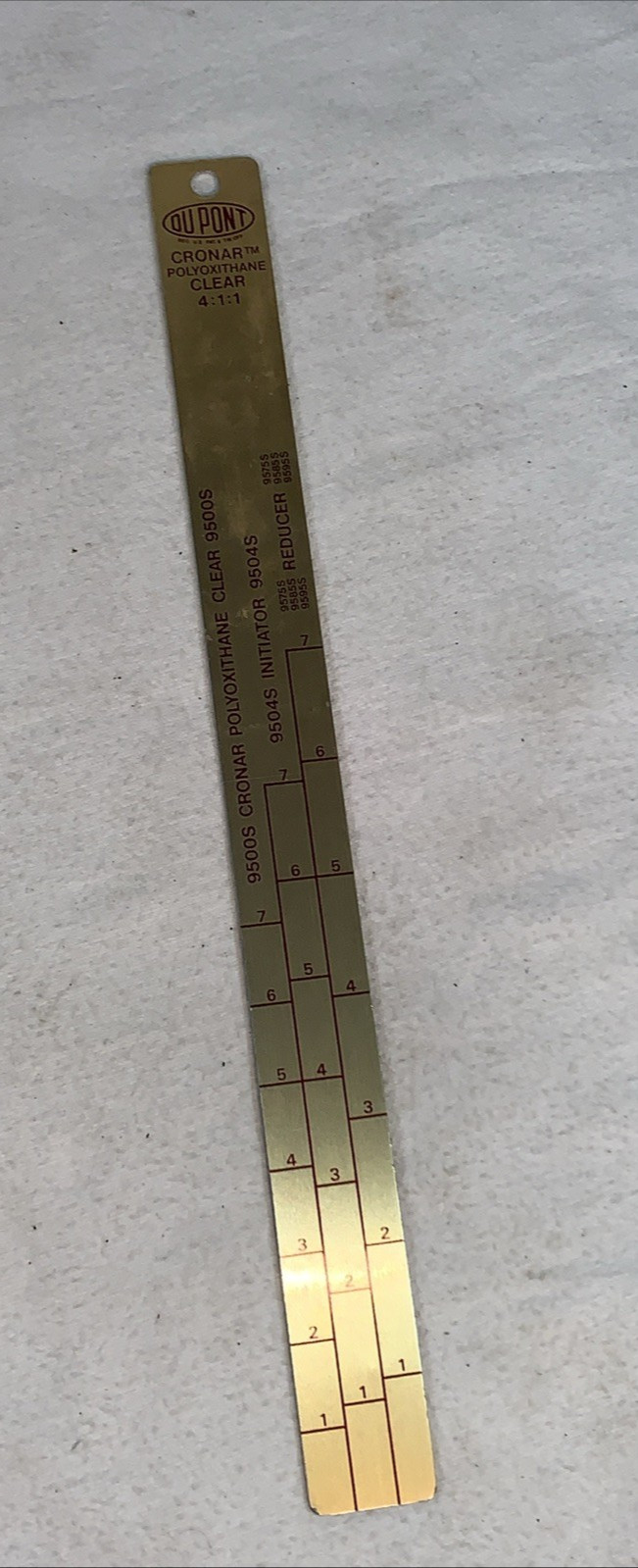 Du Pont Auto Metal Measuring Mixing Stirring Stick Cronar Silver Vtg 9500S 9504S
