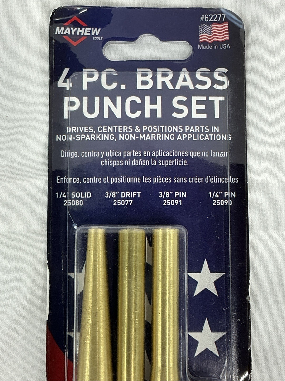 Mayhew 62277 4pc Assorted BRASS Drift and Pin Punch Set 1/4″ 3/8″ 6″ 4″