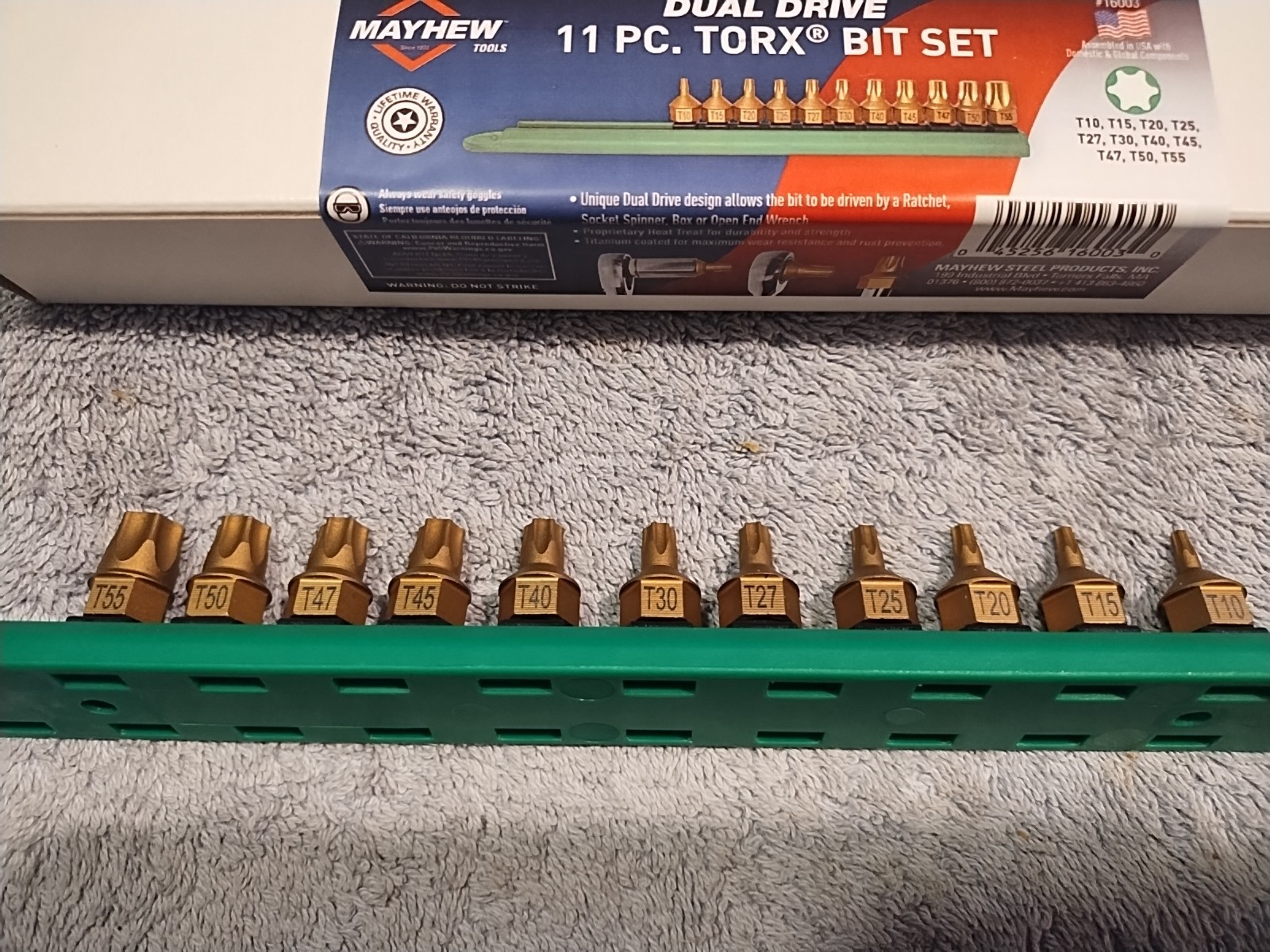 Mayhew 16003 Dual Drive 11 Piece Torx Bit Tool Set T10-T55 1/4″ Drive