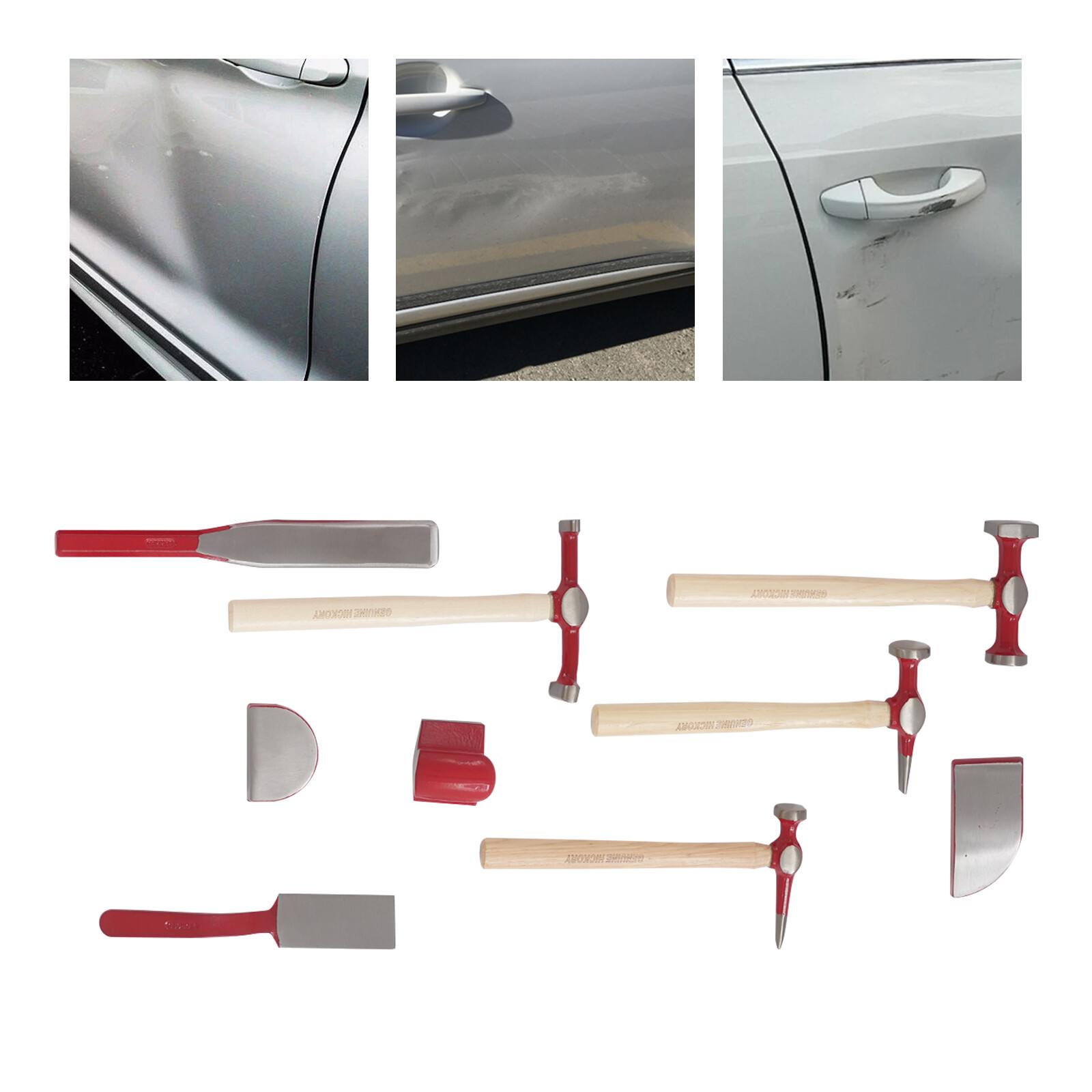 9pcs Set Hand Car Auto Body Work Hammer Dent Dolly Repair Kit w/ Tool Box
