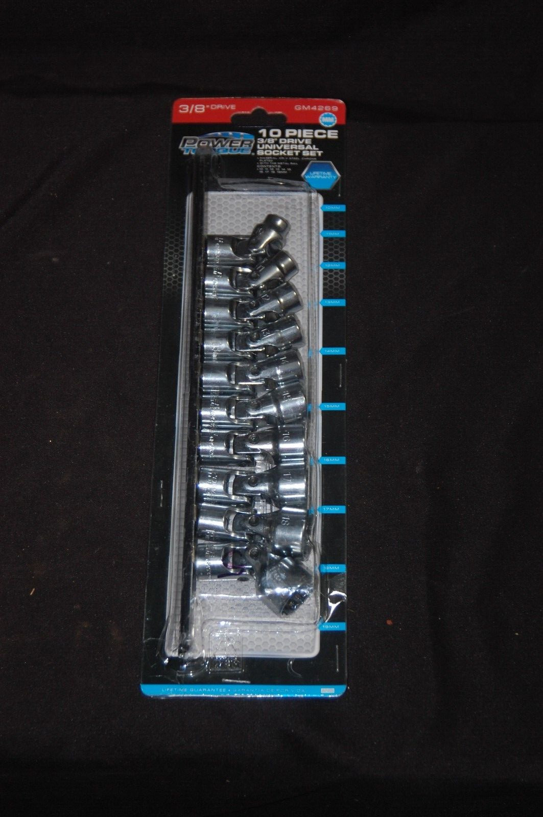 Power Torque 3/8″ Drive 10pc Metric Universal Socket Set 12pt 10-19mm GM4269
