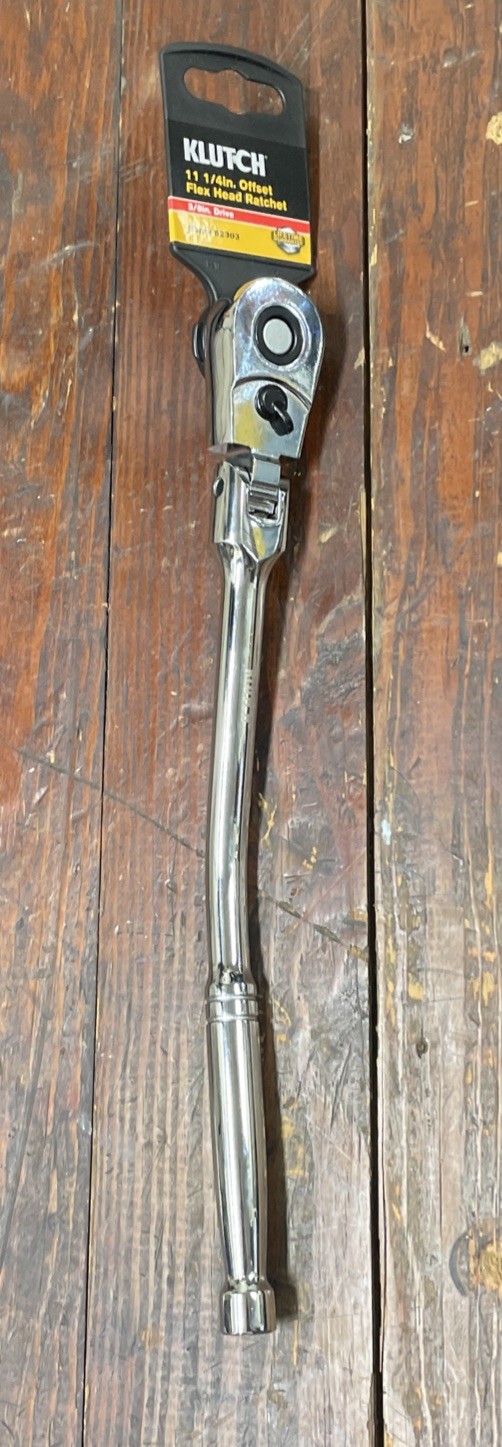 Klutch 11-1/4” Offset Flex Head Ratchet 3/8” Drive Quick Release 52303