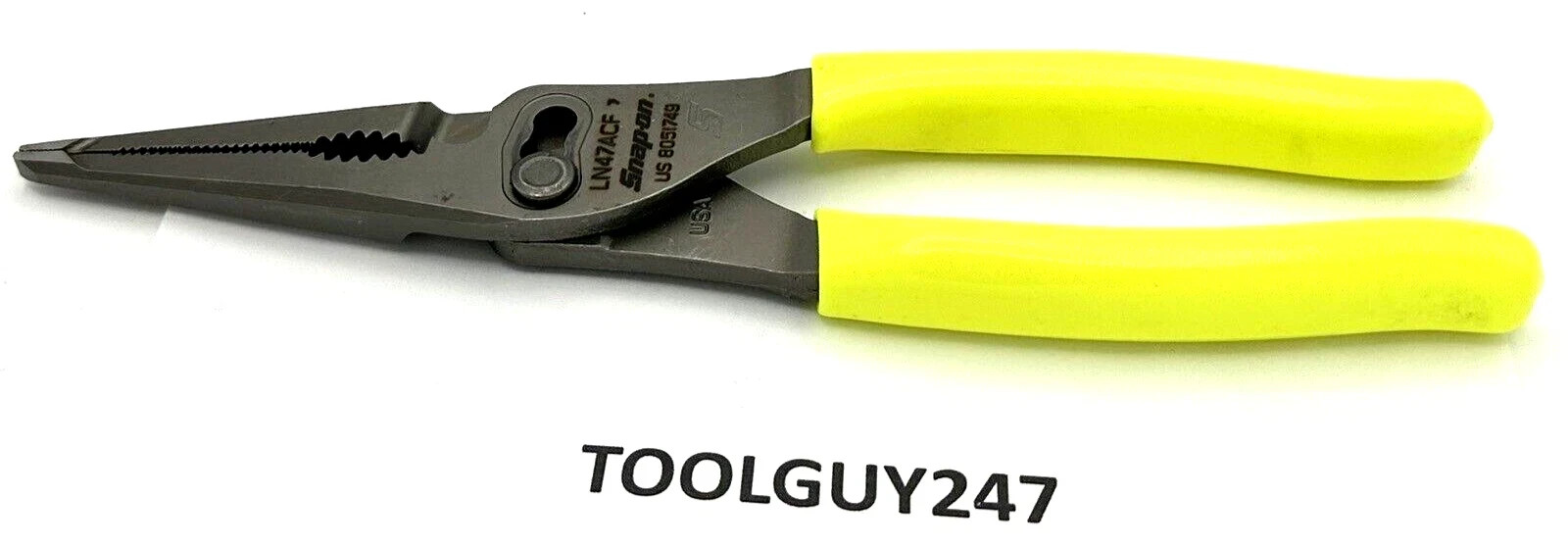 SNAP ON TOOLS HI VIZ YELLOW 9″ Talon Grip Lg Nose Slip Joint Pliers LN47ACF HV