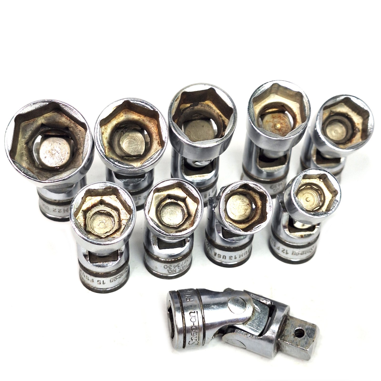 Snap On 3/8 Drive Metric Swivel 9 plus 1 Adapter 6 pt Sizes in description