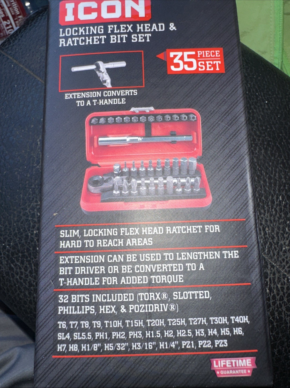 ICON RXFT-35 Locking Flex Head Ratchet and Bit Set 35 Piece NEW