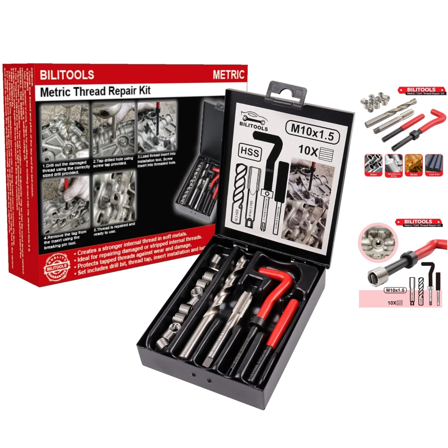 M10x1.5 HSS Thread Repair Kit – Stainless Steel Inserts for Durable Threads
