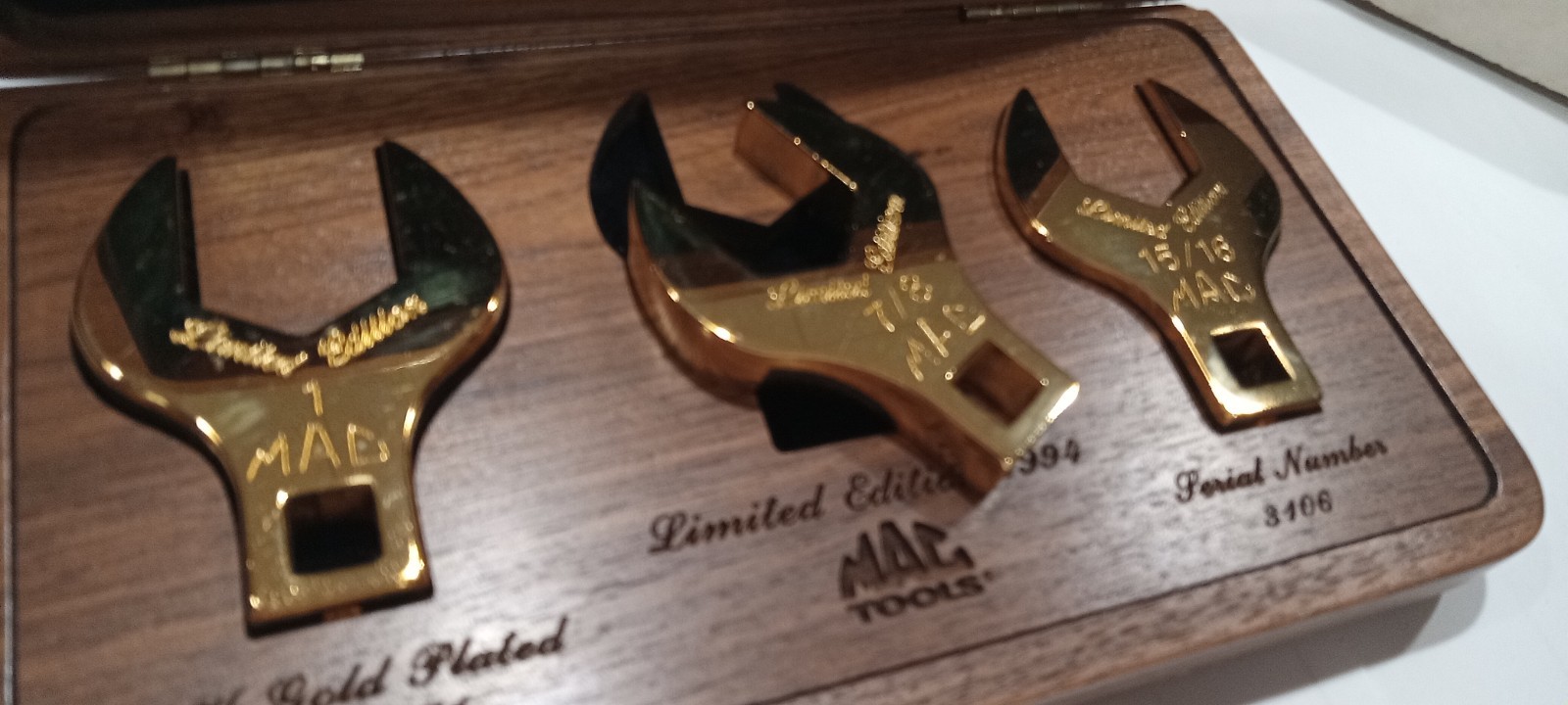 Mac Tools. SCO 1994. 24 Kt Gold-Plated limited edition. Crowfoot Wrench Set
