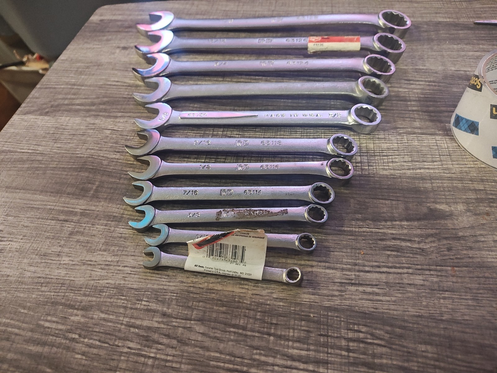 K-D Tools 11pc Combination Wrench Set 1/4″-7/8″new Old Stock Made In USA Read