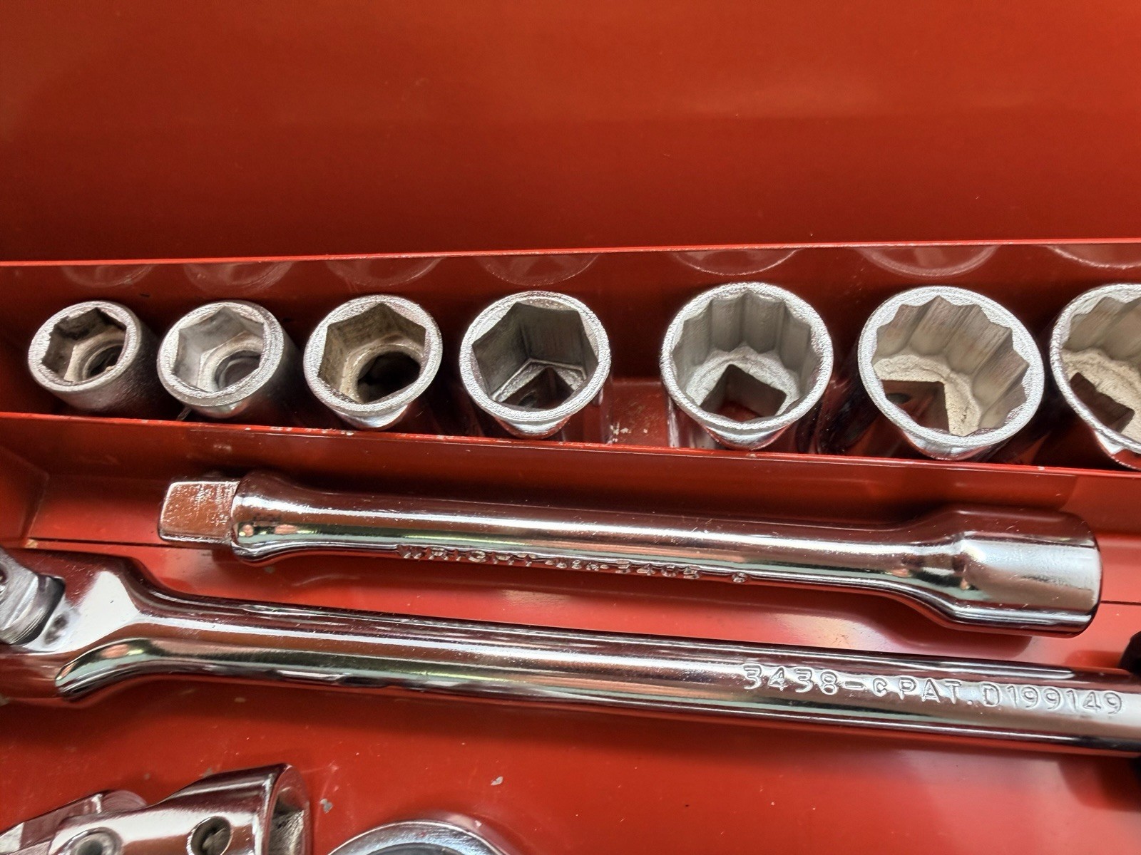 NOS Vintage Wright Tool & Forge Company 13-piece 3/8” Socket Set model NO. 319