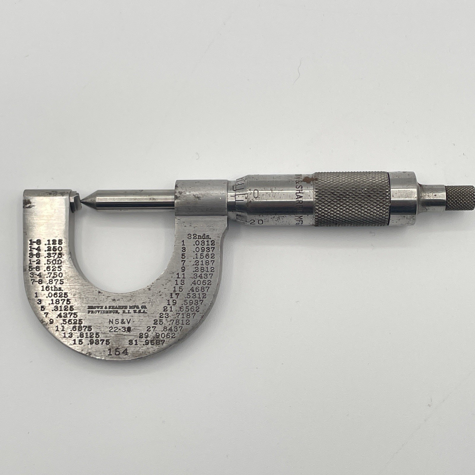 Brown & Sharpe No. 154 Screw Thread Micrometer NS&V 22–30 TPI USA