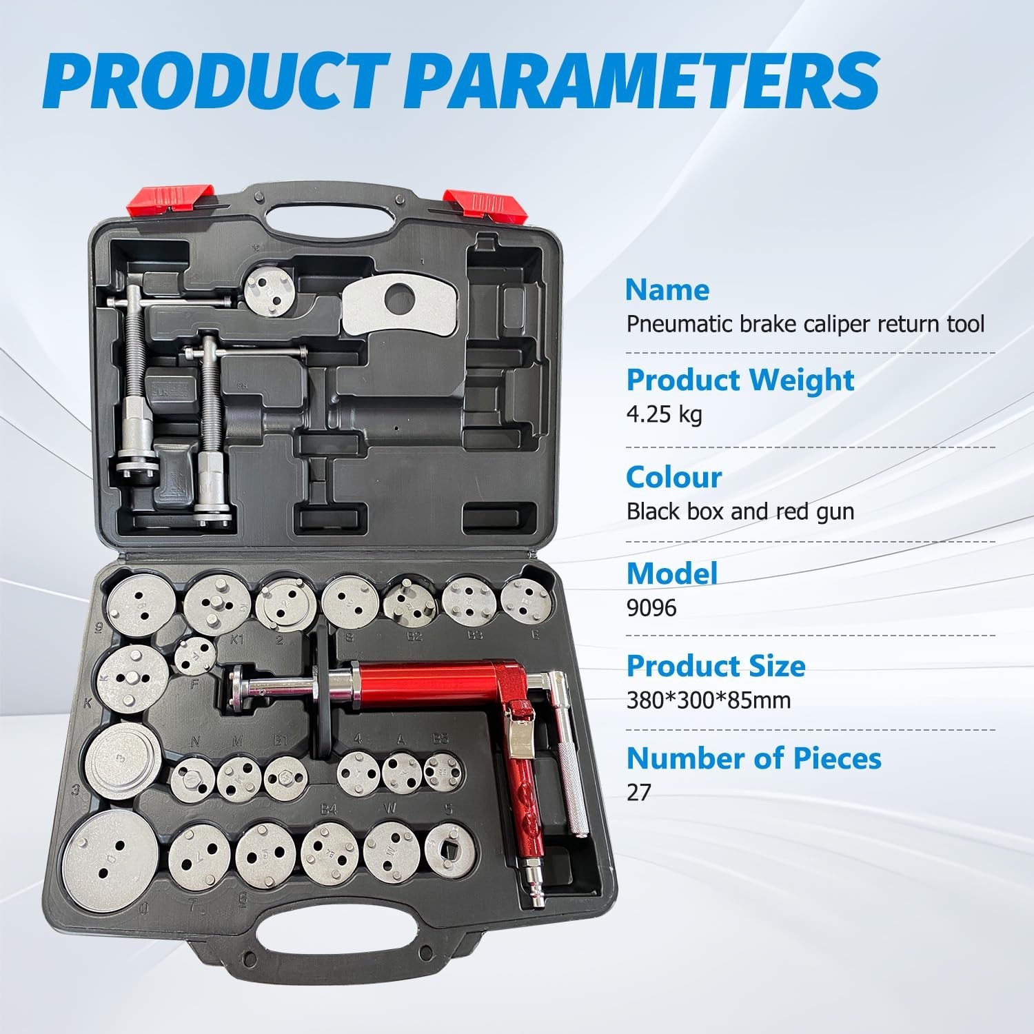 Heavy Duty Pneumatic Brake Caliper Compression Tool Set – 28-Piece Kit with 23 A