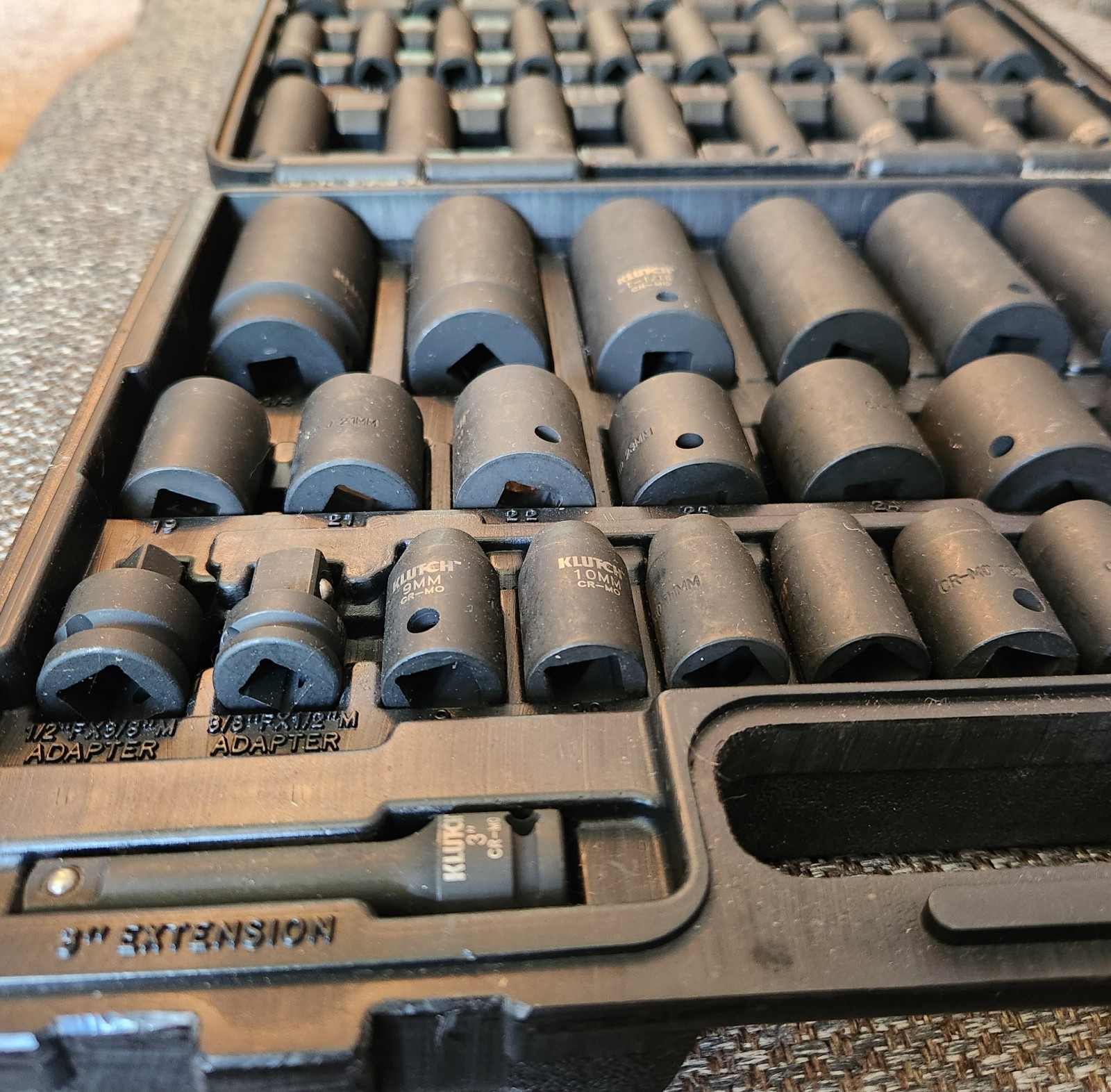 Klutch Impact Socket Set, 59-Pc., 3/8- and 1/2-Drive, SAE/Metric 6 pt. in Case