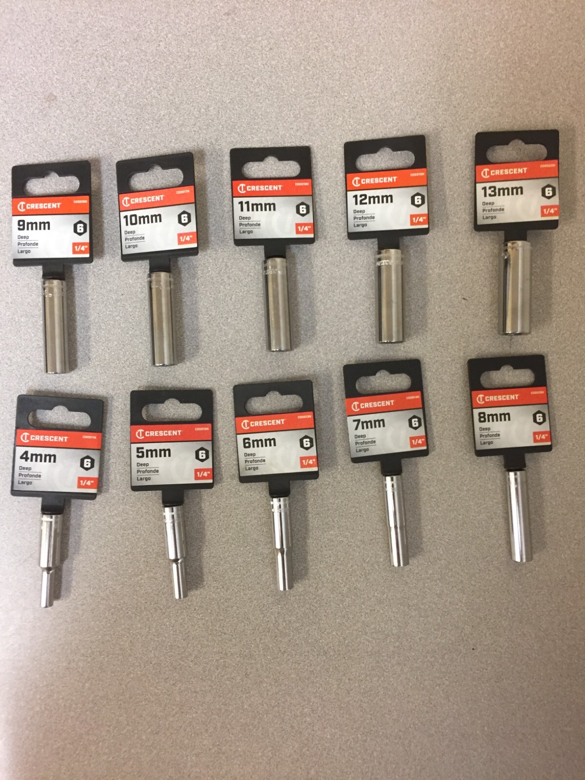 Crescent 1/4″ drive socket bundle » 4mm 5mm 6mm 7mm 8mm 9mm 10mm 11mm 12mm 13mm»