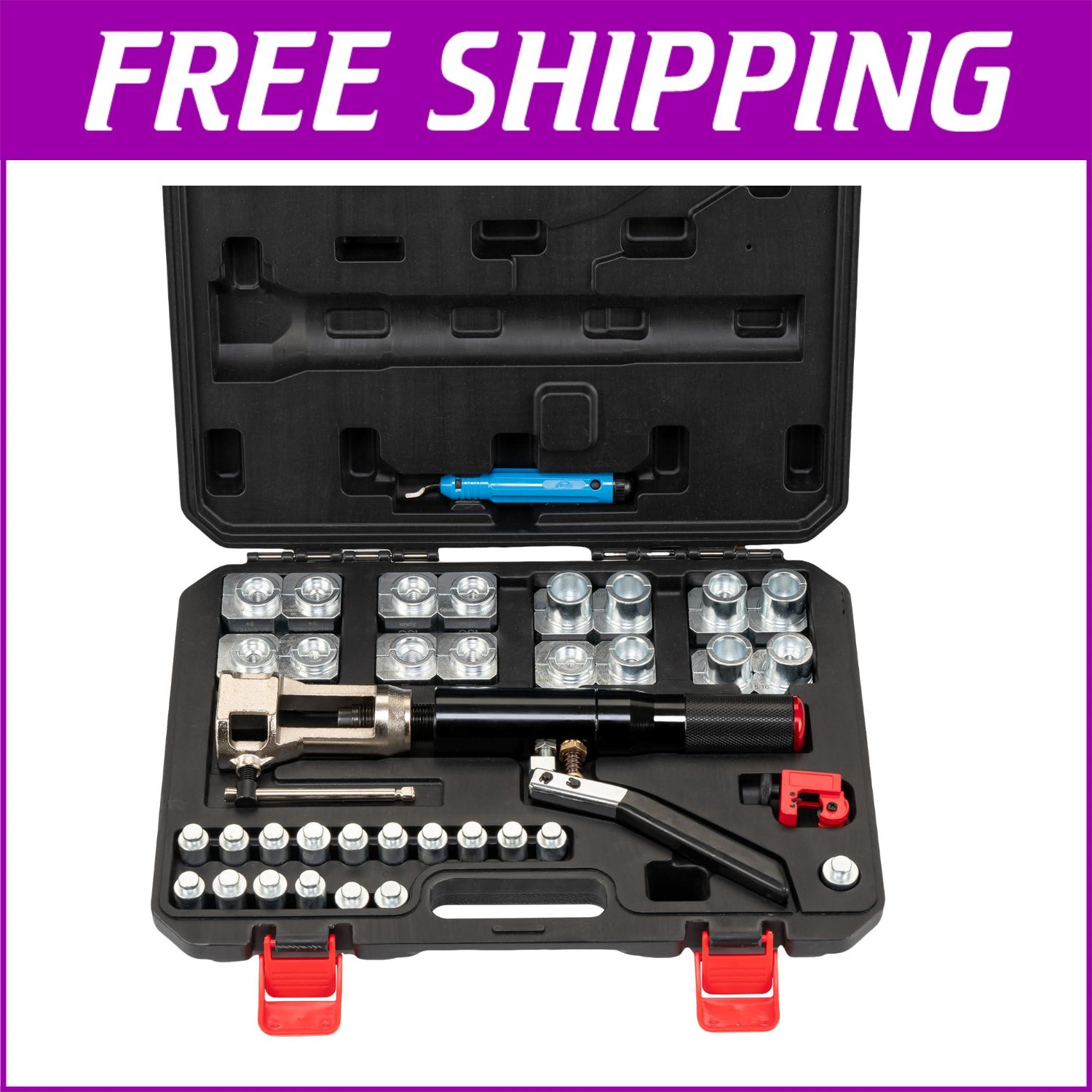 Hydraulic Flaring Tool Kit 45° for 3/16″ – 1/2″ Tube w/ Cutter & Deburrer
