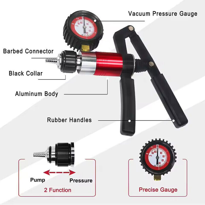 Hand Vacuum Pump Held Brake Bleeder Tester Set Bleed Car Motorbike Bleeding Kit