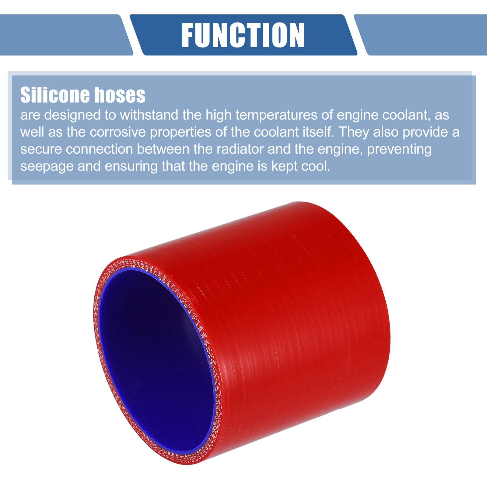 1 Set 68mm 2.68″ ID 76mm 2.99″ Length 0° Red Blue Silicone Car Tube