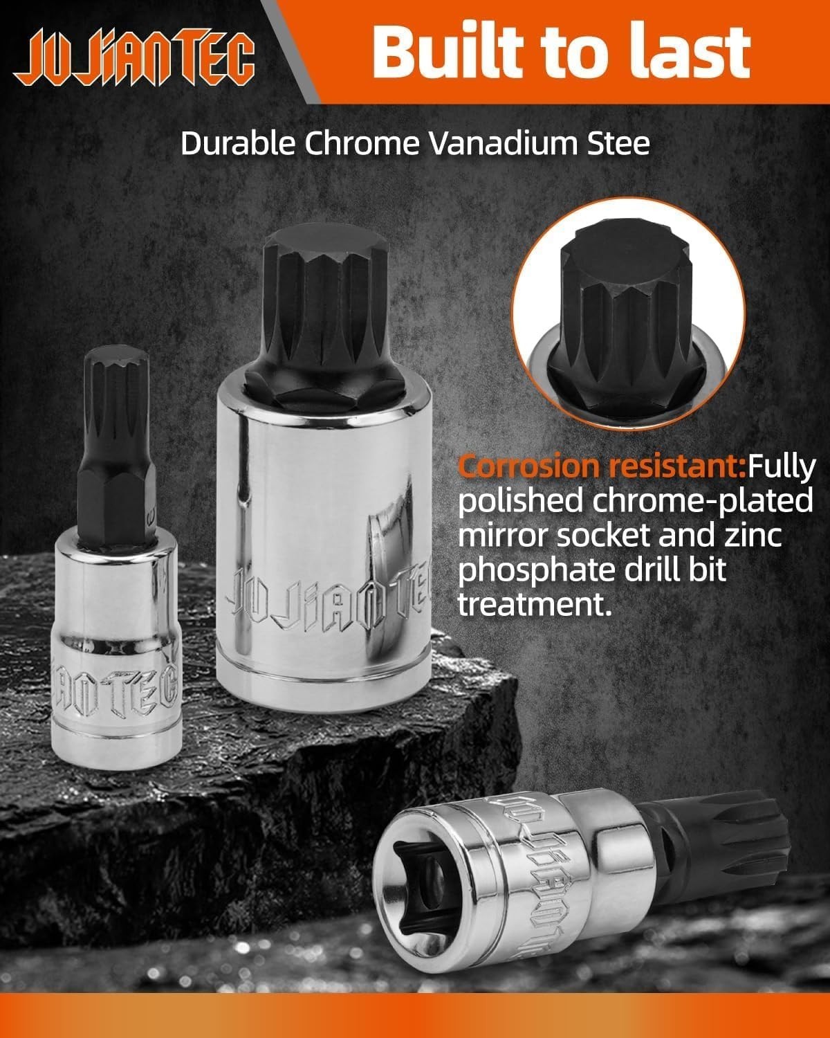 10-Piece Triple Square Spline Bit Socket Set, Metric M4-M18, Chrome Vanadium, Ca