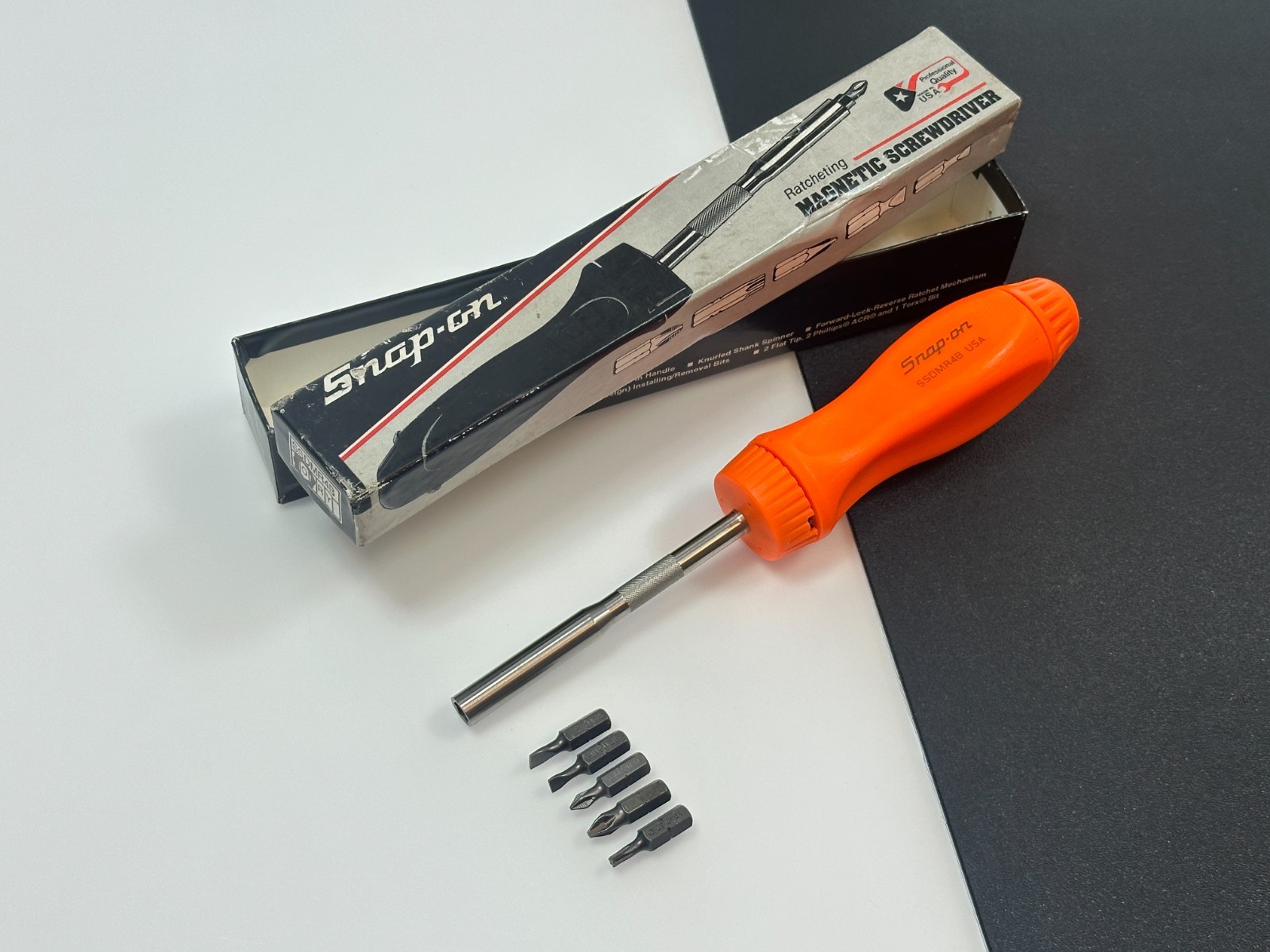 🇺🇸 Snap-on Tools USA ORANGE Hard Handle Ratcheting Screwdriver SSDMR4B, NOS