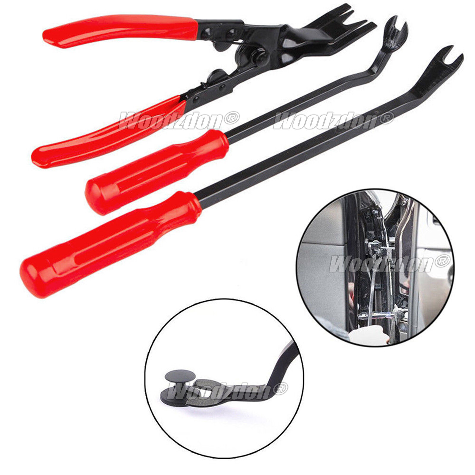3pcs Car Door Panel Clip Pliers Trim Removal Fastener Puller Repair Pry Tool Kit