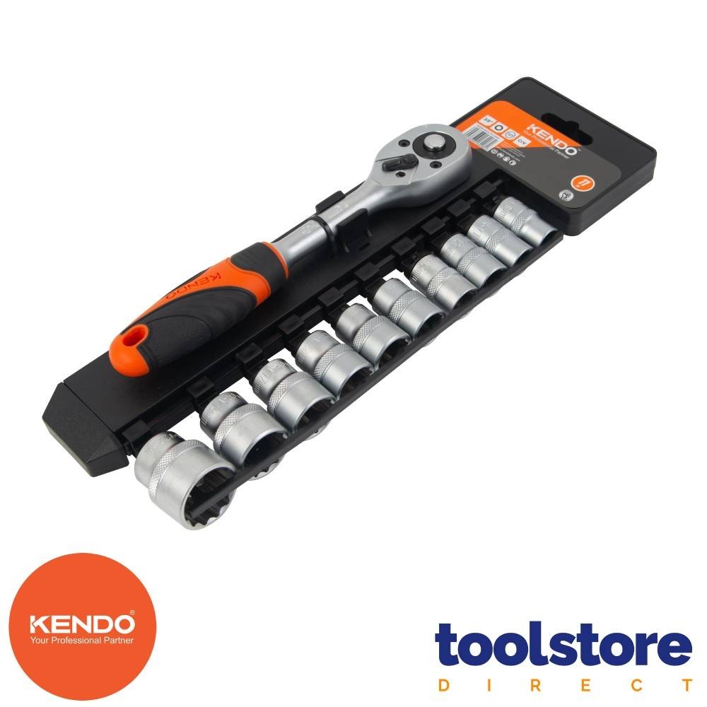 3/8″ Drive Socket Set with 72-Tooth Ratchet Handle 11-Piece