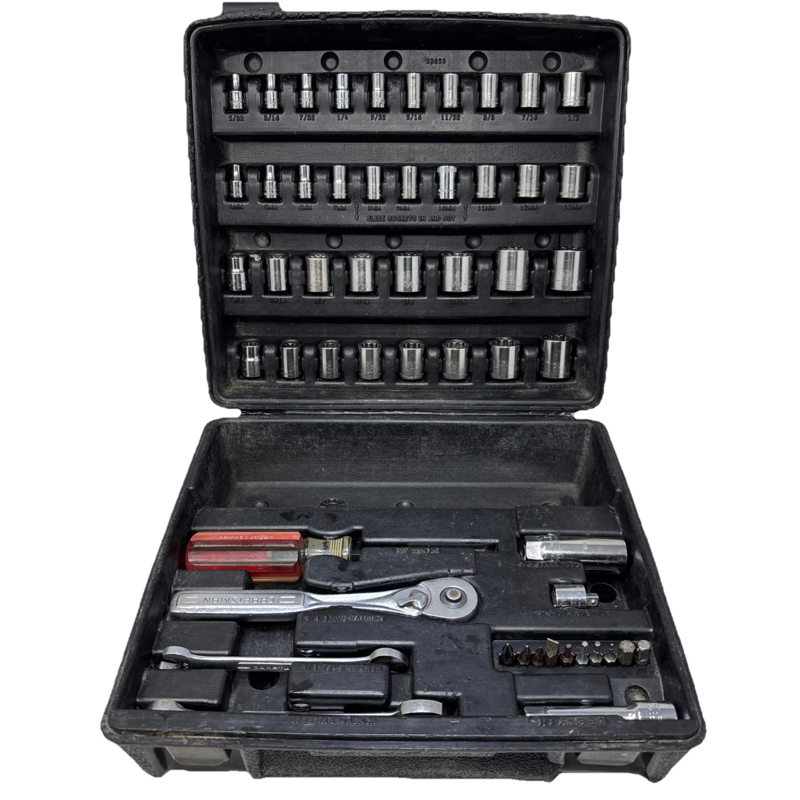 Craftsman 53 PC Mechanics Socket Tool Set USA Metric / SAE 1/4 6 Pt 3/8 12 Pt