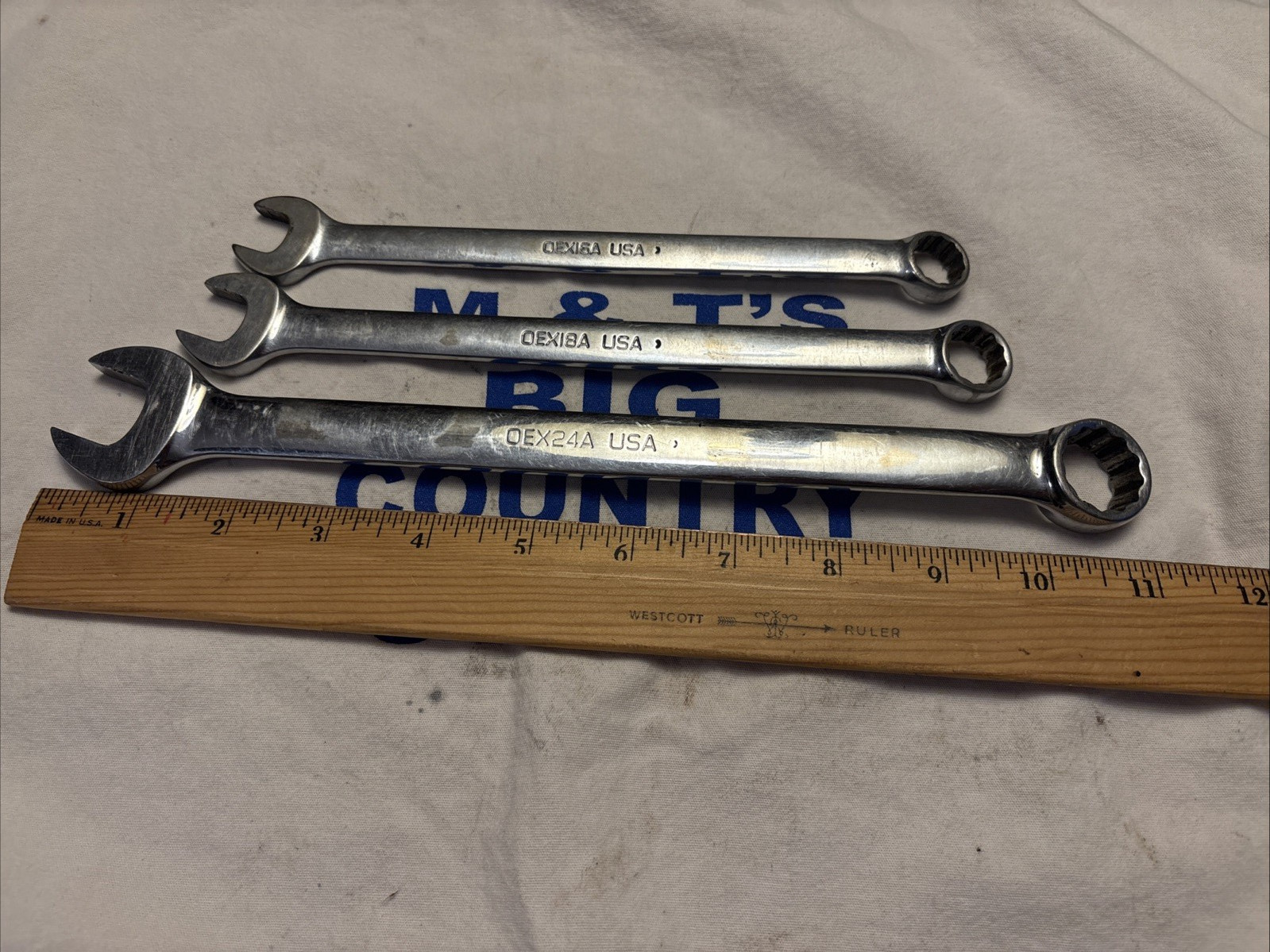 1991 Snap-on Tools USA 3pc Combo Wrench Set OEX16A 1/2″ OEX18A 9/16″ OEX24A 3/4″