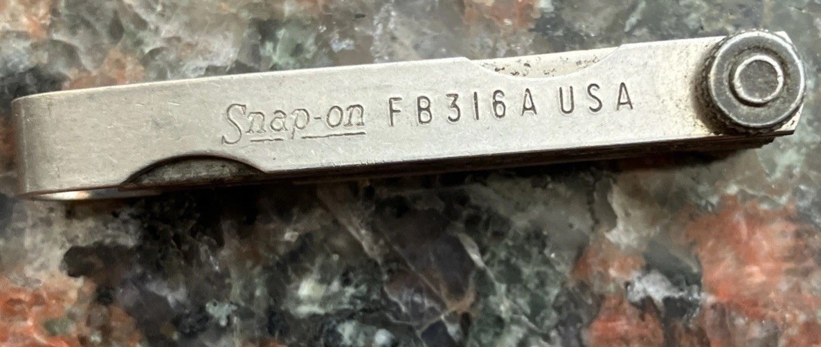 Vintage Snap-on FB316A Ignition Spark Plug Feeler Gauge Set Made in USA