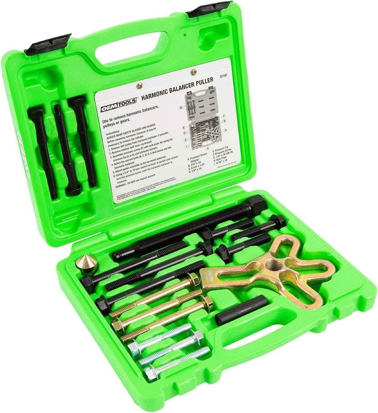 37187 Harmonic Balancer Puller Kit – Heat-Treated Steel, Easy & Versatile Use