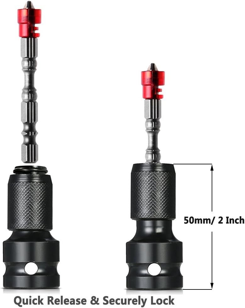 Quick Release 1/2-Inch to 1/4-Inch Hex Socket Adapter – Durable Metal Converter