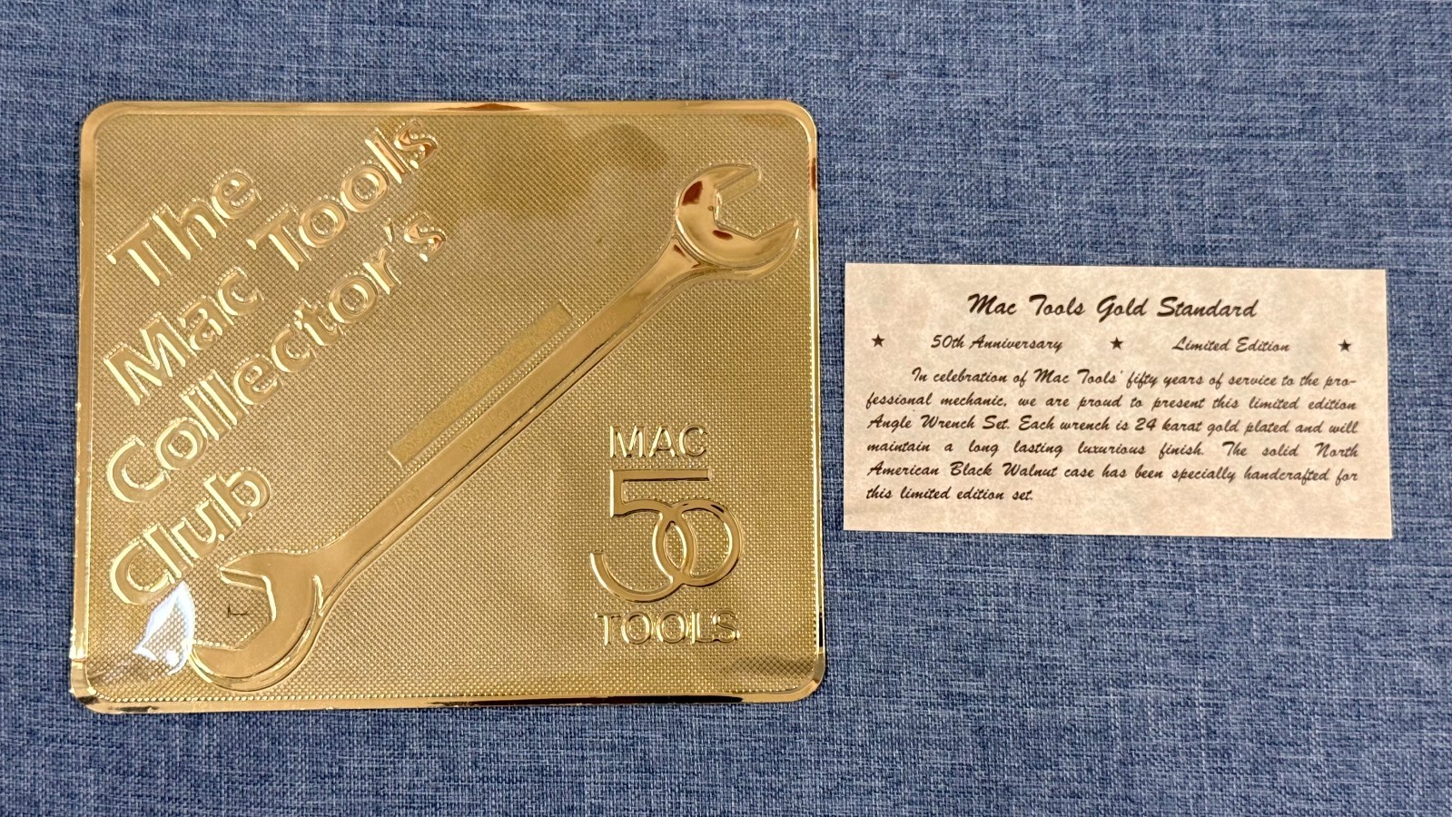 MAC 50 Years 24K Gold Plated Offset Wrench Set 1988 Set #02139