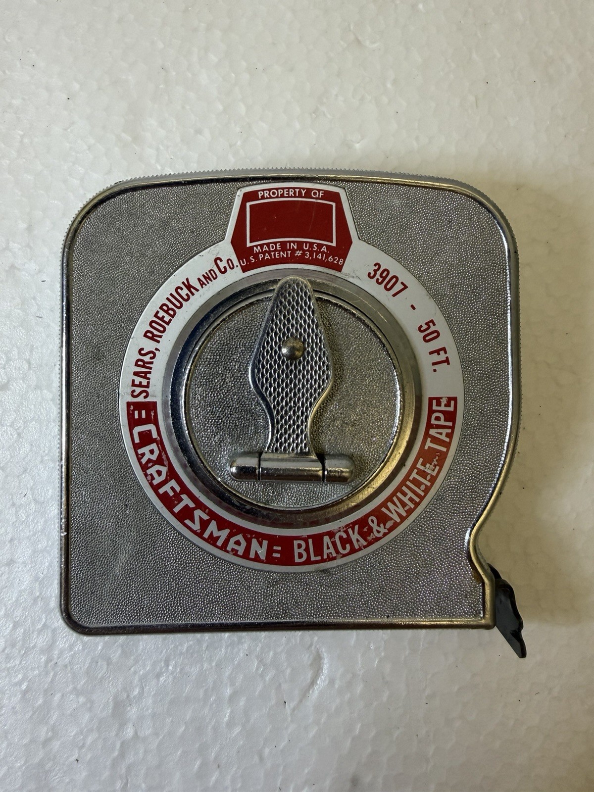 Vintage 50ft Craftsman Black and White Tape Measure Sears Roebuck CO 3907 USA