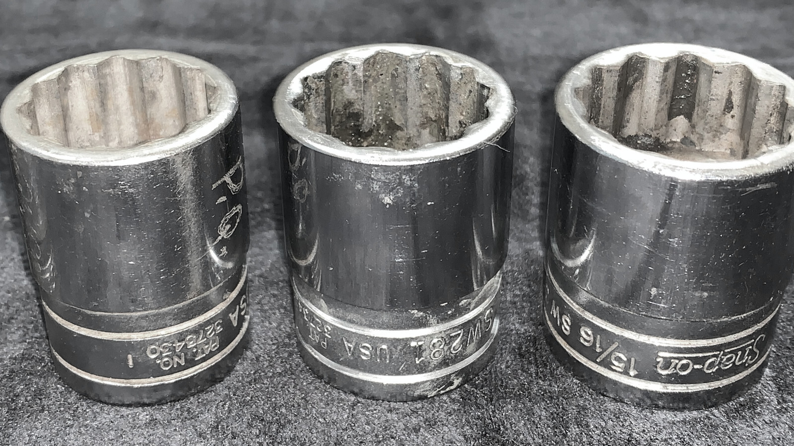 Snap On 1/2″ Dr 9pc Socket Set SAE 7/16″ to 15/16″ 12 Point Shallow SW141-SW301