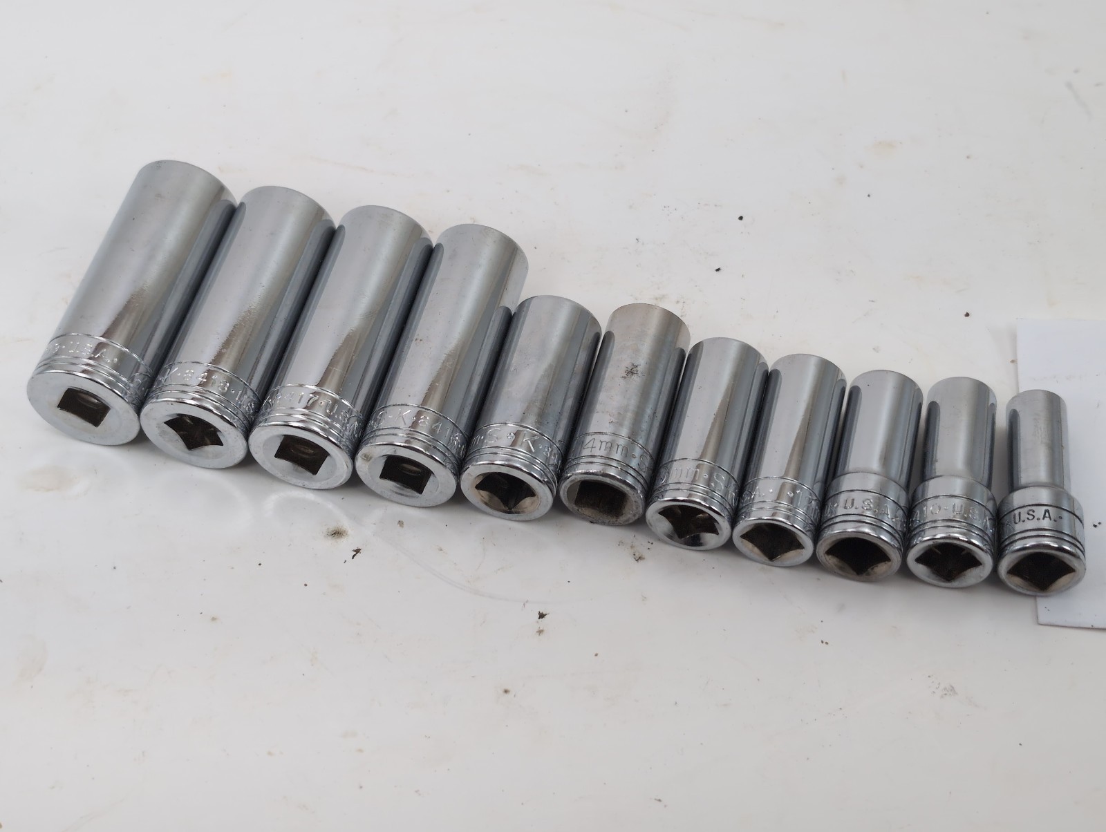S-K Deep METRIC 3/8″dr 6pt 11pc Set 9mm-19mm – Made in USA – SUPERB!!!