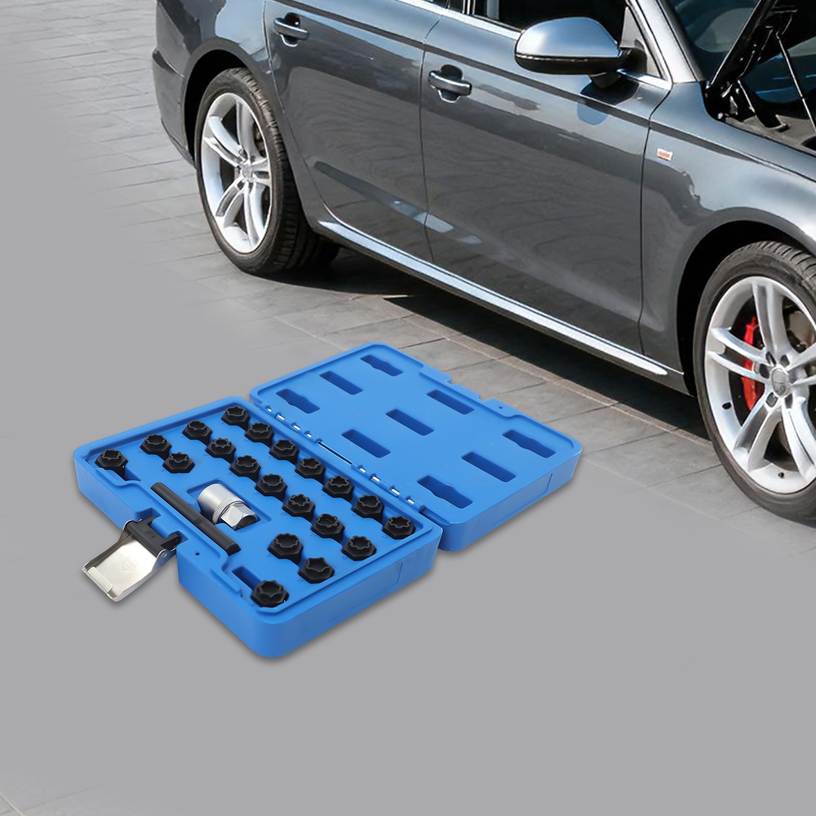 Wheel Locking Key Set Anti-theft Wheel Rim Lug Nut Master Removal Tool Kit 22Pcs
