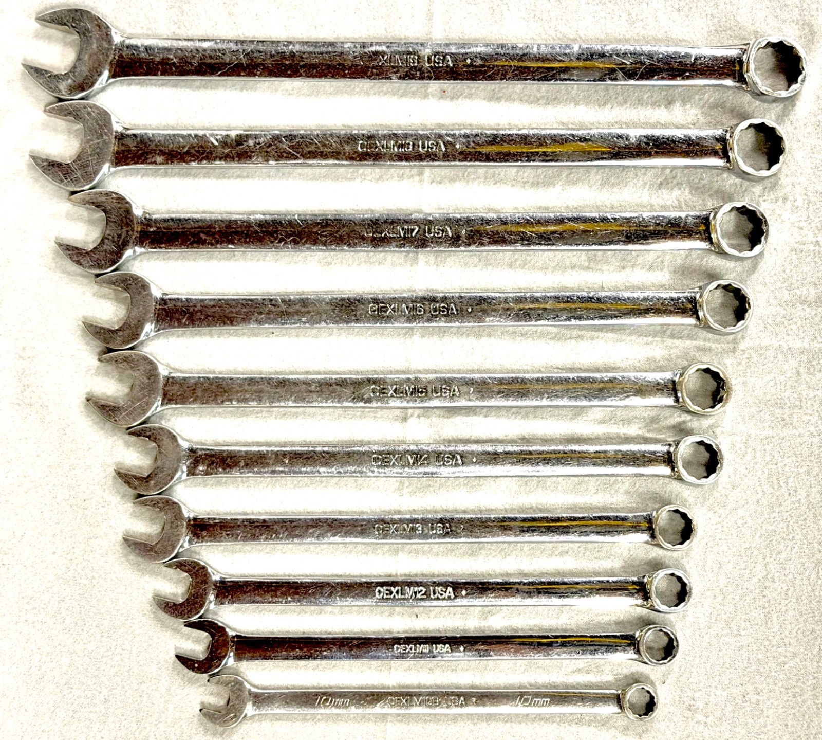Snap On OEXLM Metric Long Combination Wrench Set 10mm-19mm Flank Drive Hand Tool