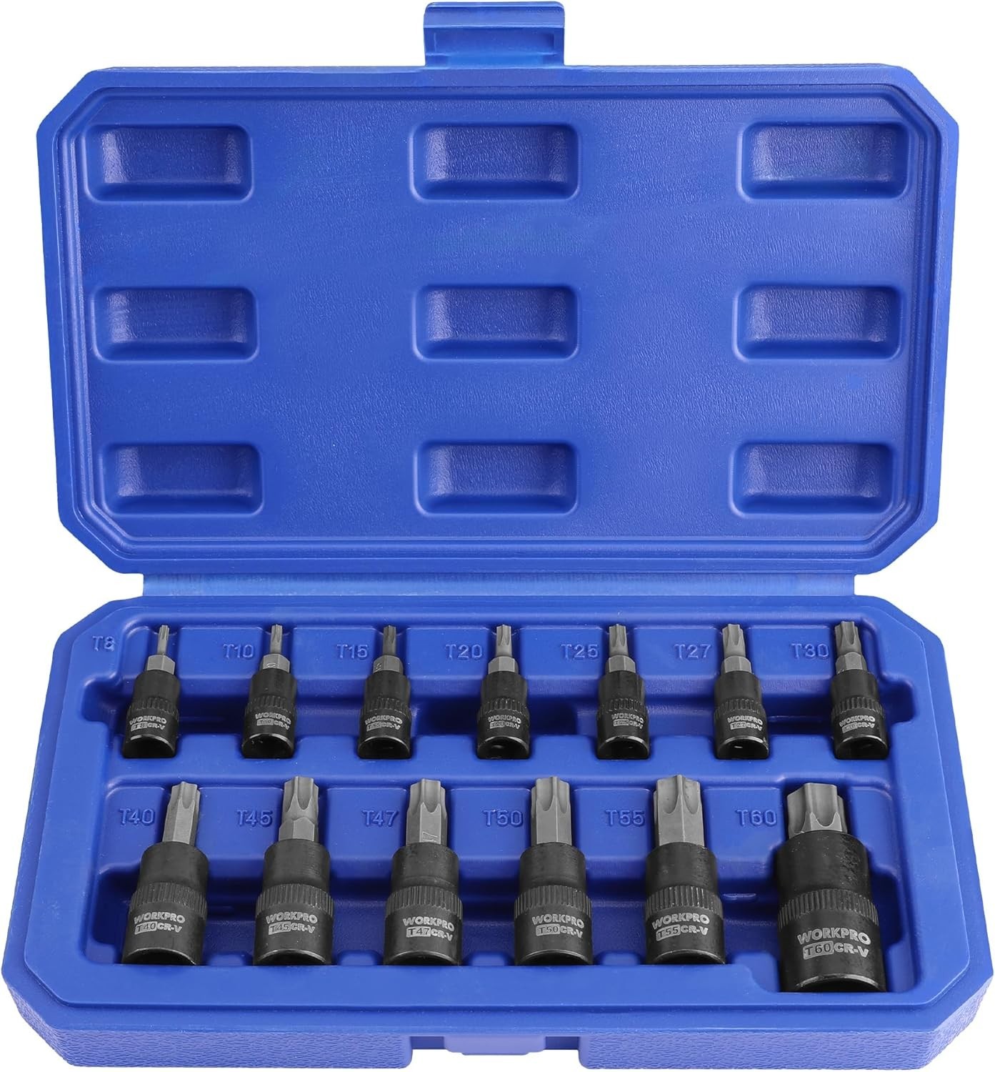 WORKPRO Torx Bit Socket Set, 1/4″, 3/8″ and 1/2″ Drive Torx Bits 13-Piece Socket