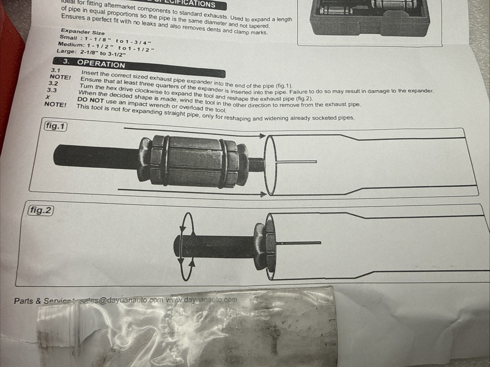 DAYUAN Upgraded 3Pcs Exhaust Pipe Expander Tool Set 1-1/8» to 3-1/2» *READ..