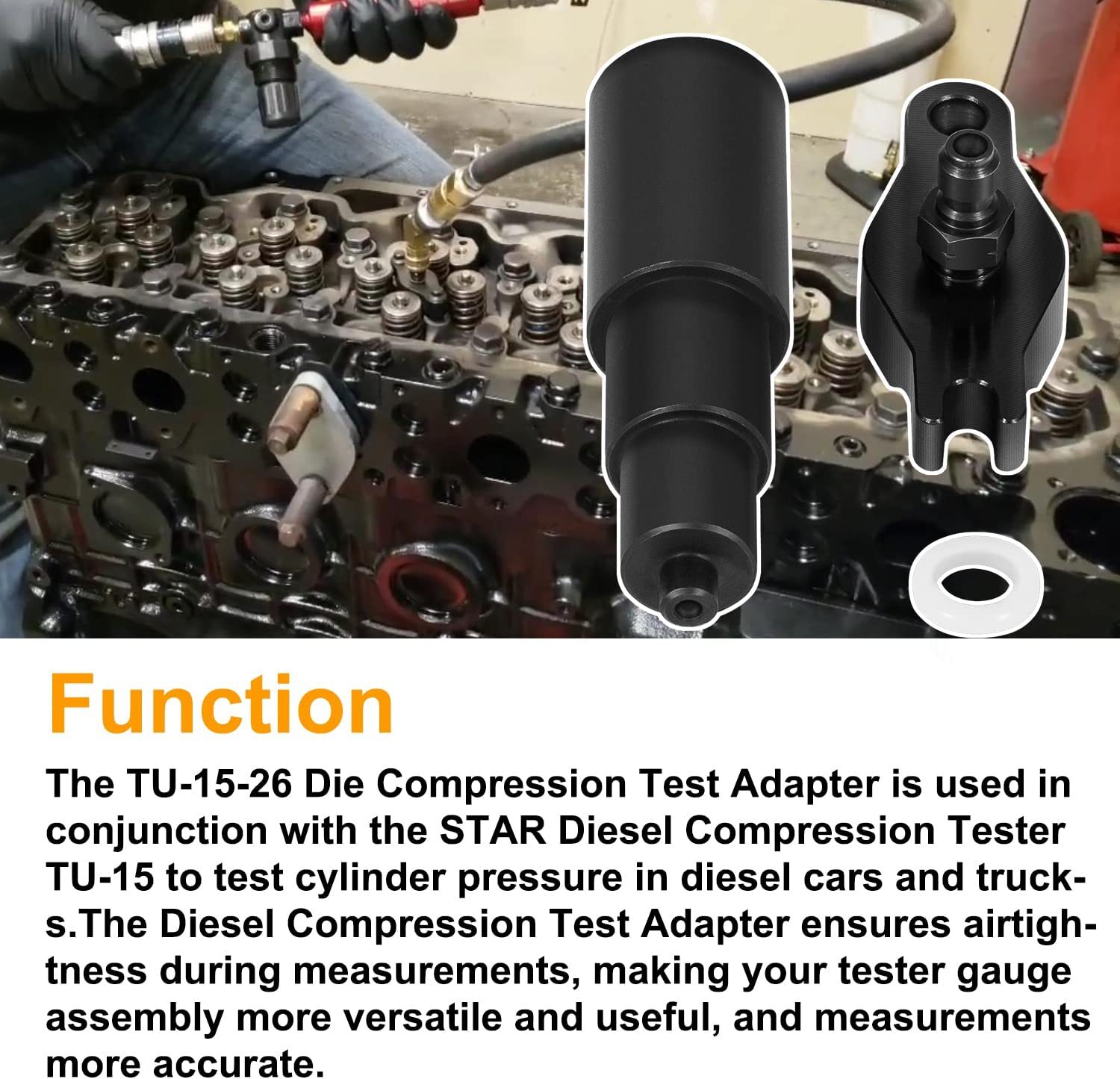 For 1998-2002 Cummins ISB 5.9L TU-15-26 Diesel Compression Test Injector Adapter