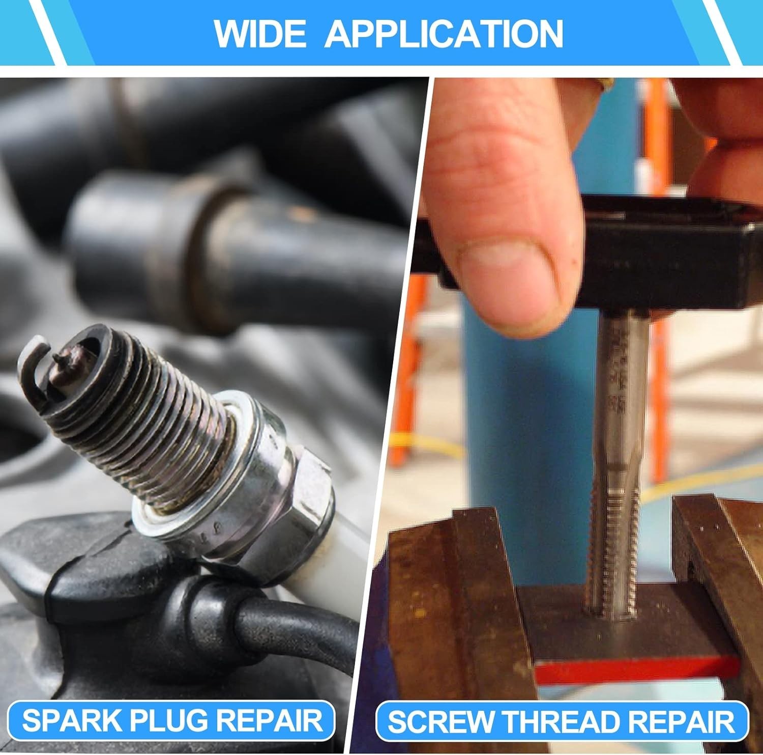 Spark Plug Thread Repair Kit, 28 PCS 4 Sizes High Speed Steel Tap and 5 Sizes…