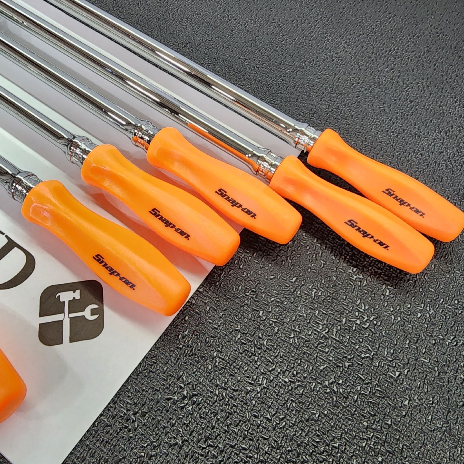 Snap-on Tools USA NEW 7pc ORANGE Hard Handle 3/8″ Drive Fixed Flex Ratchet Set