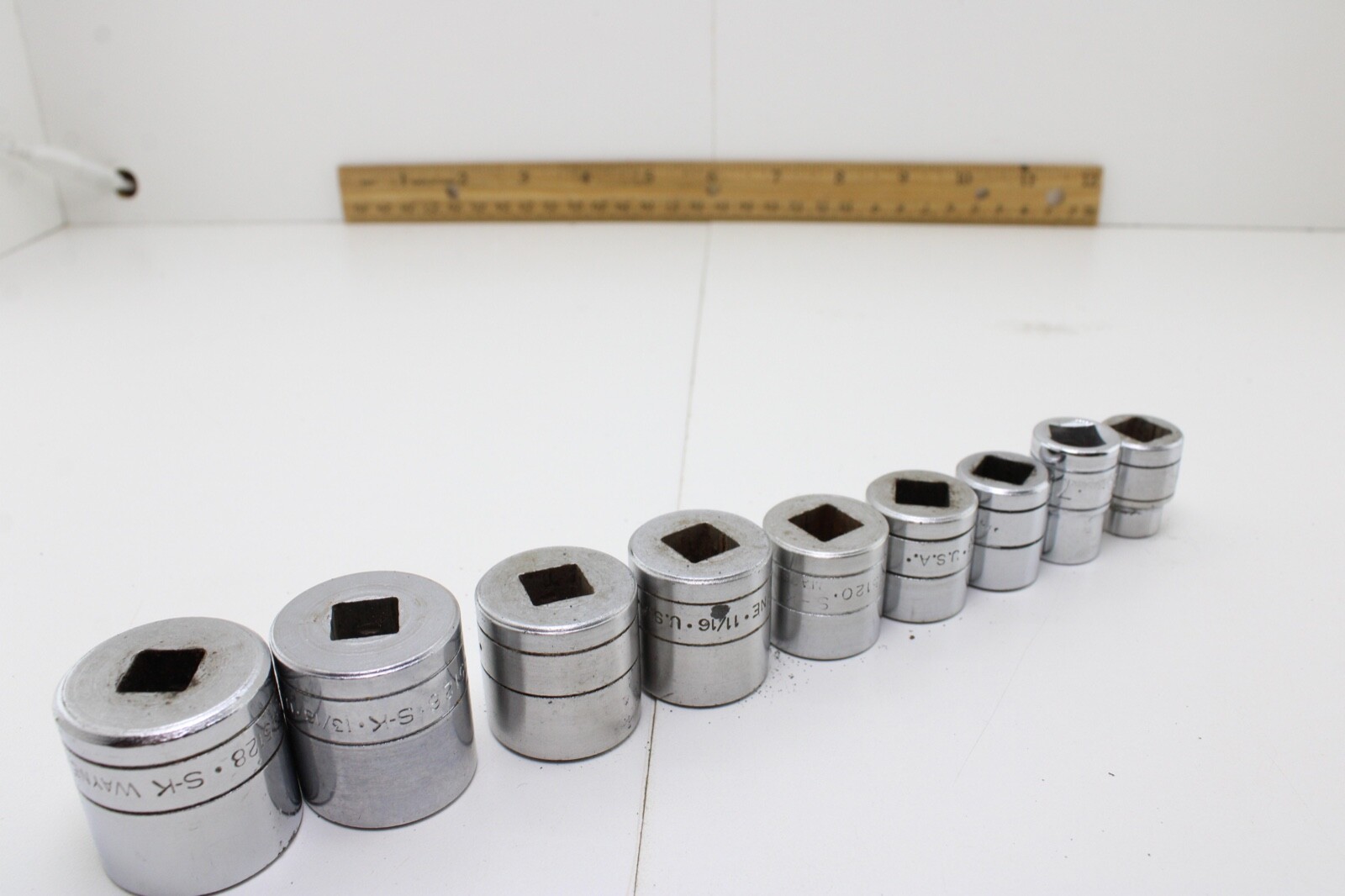 S-K Tools 45128-45112 7/8″-3/8″ 3/8″ Drive 9 Piece 12/6 Point Sockets Set USA