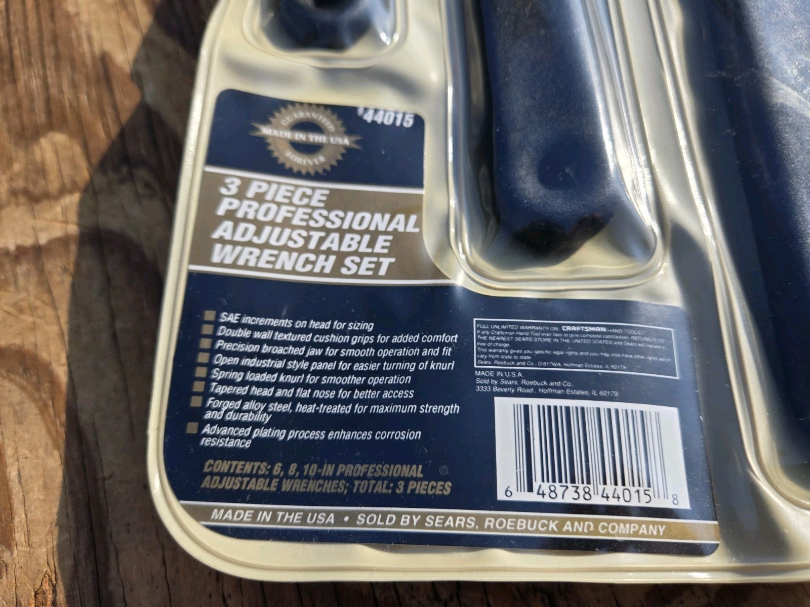 Vintage 3pc SEARS Craftsman USA Professional Adjustable 6-8-10″ Wrench Set 44015