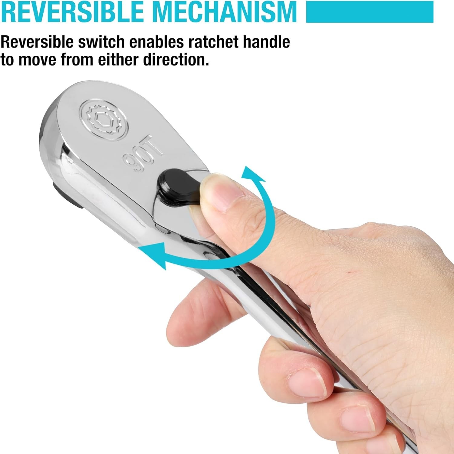 Extra Long Handle 1/2-Inch Drive Ratchet, 90-Tooth Ratchet Wrench with 15″ Ha…