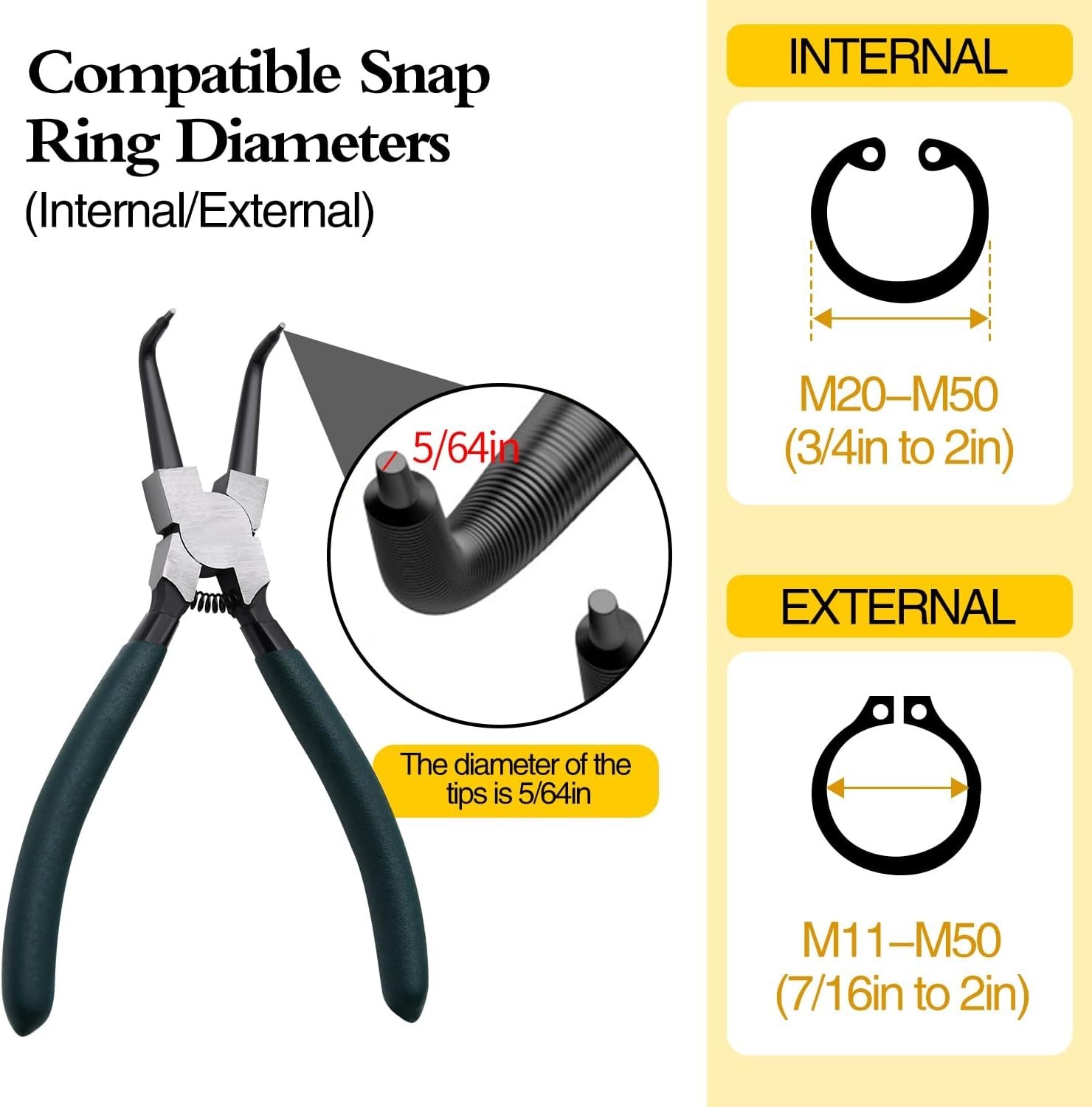 Precision 7″ Circlip Pliers Set – Ergonomic 4pcs Kit with Bent and Straight Jaws