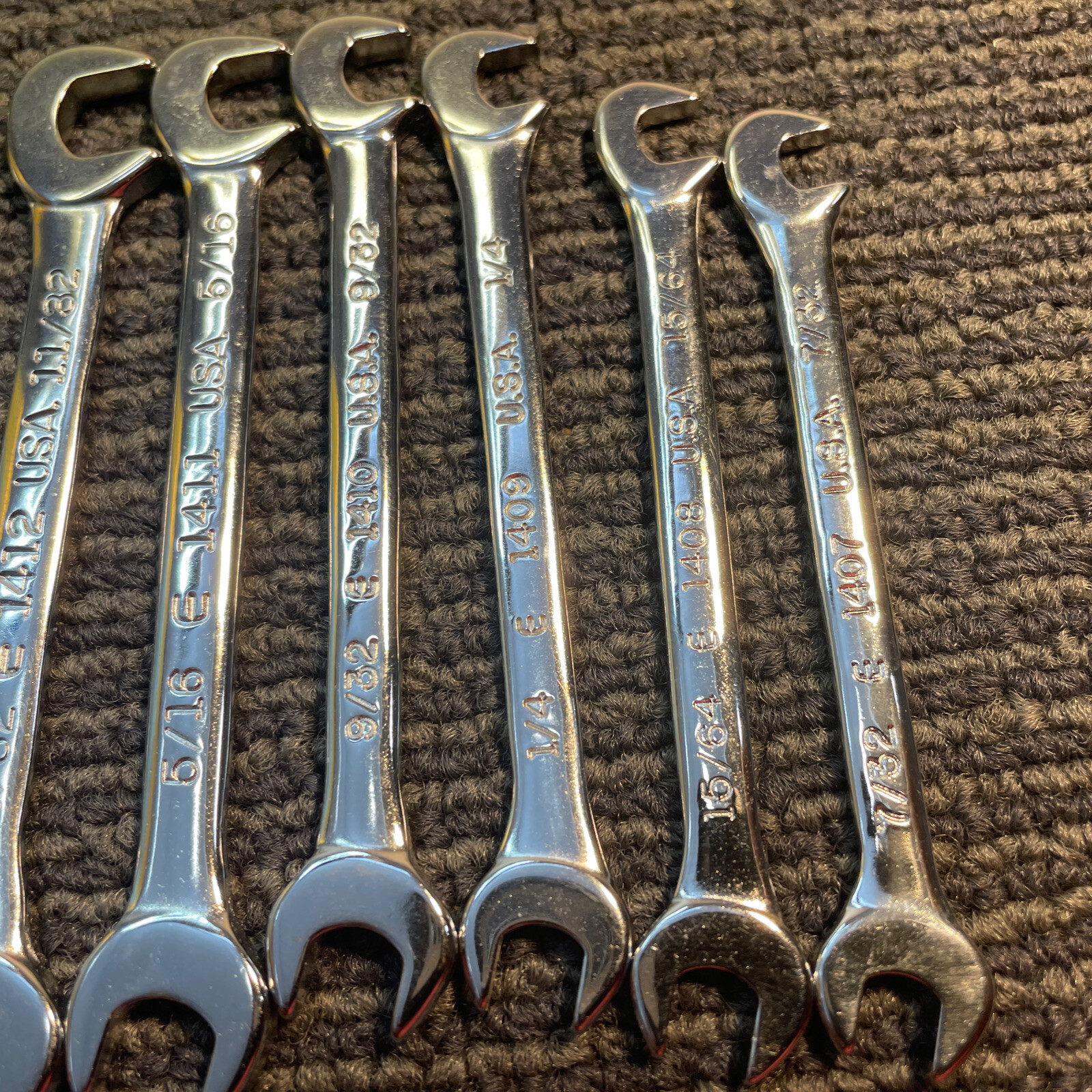 NOS Jensen USA 8-Piece SAE Combination Ignition Mini Wrench Set 7/32 -7/16