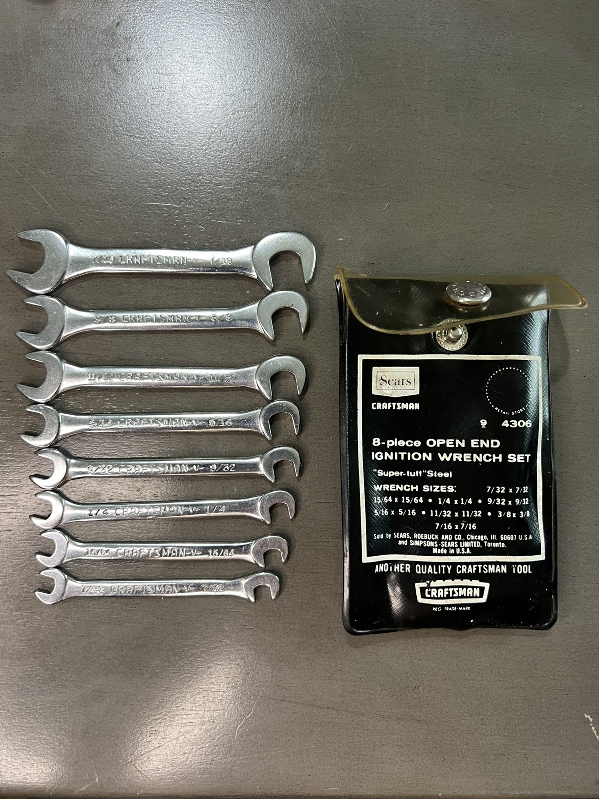 VINTAGE CRAFTSMAN 8 PC «SUPER TUFF» IGNITION WRENCH SET NO. 9-4306