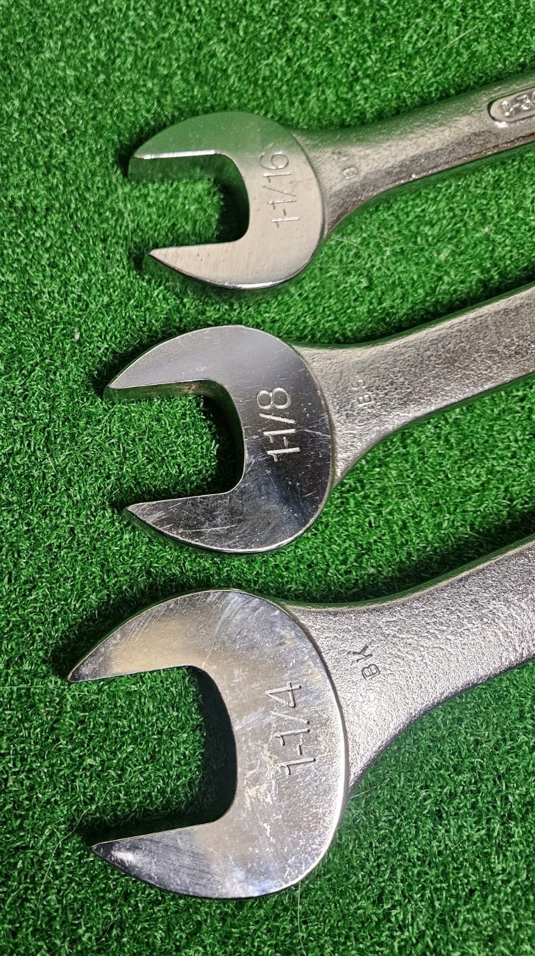 Vintage S-K Wayne 3pc Large Size Combination Wrenches USA 1-1/16″ 1-1/8″ 1-1/4″